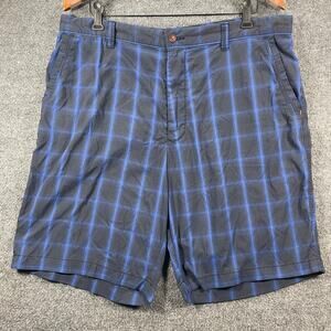 Tommy Bahama Paradise Tech Shorts Men's 38 Blue/Black Plaid Casual Outdoors